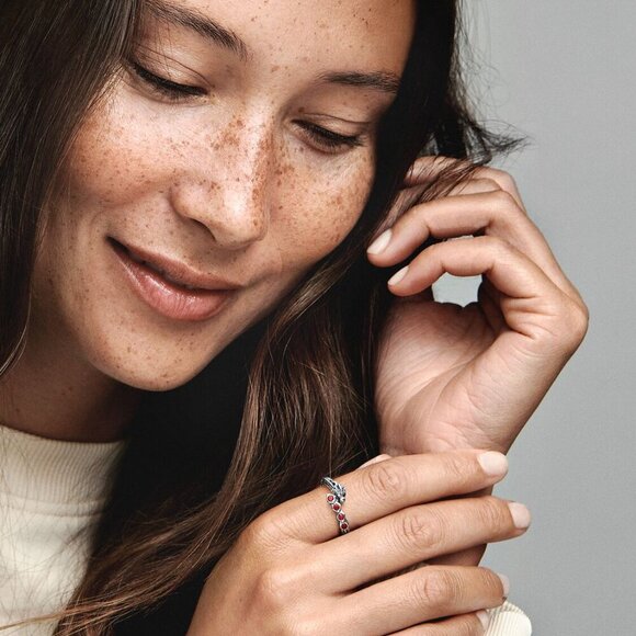 Women's Game of Thrones Dragon Sparkling Sterling Silver Ring Red Stones Glamour - Picture 4 of 5